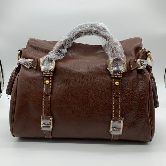 Dooney & Bourke Handbags Florentine Leather Satchel Brown Cheatnut Color - Picture 2 of 16